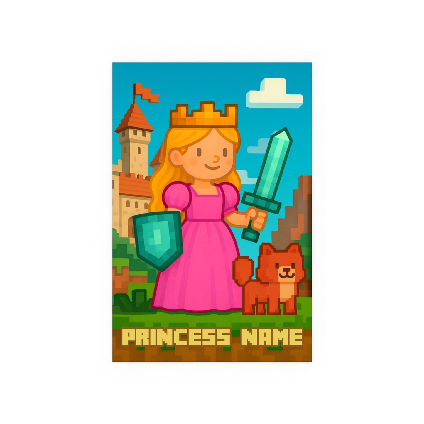 Pixel Crown Peronalised Princess Poster