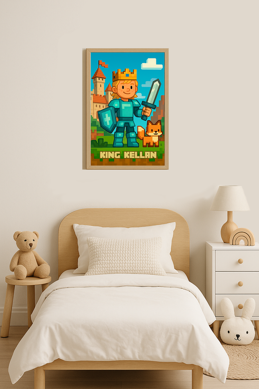 Pixel Crown Personalised King Poster