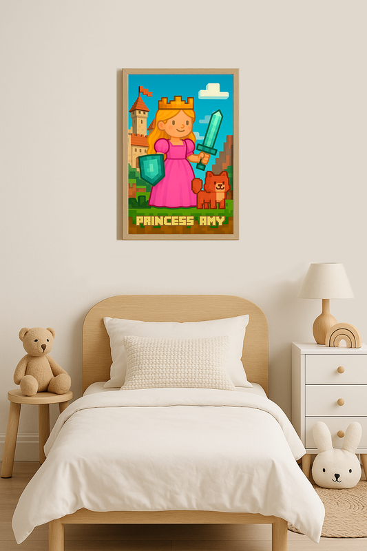 Pixel Crown Peronalised Princess Poster