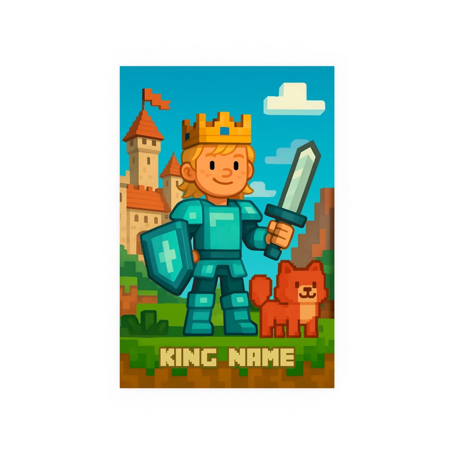 Pixel Crown Personalised King Poster